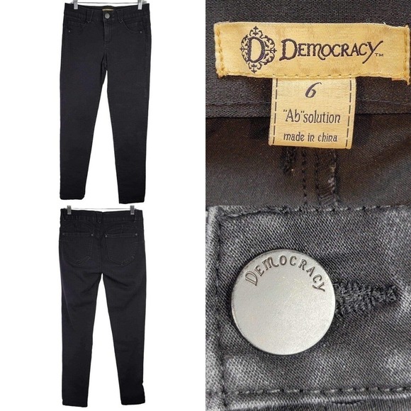 Democracy Jeans Womens Size 6 Black Ab Solution Cotton Stretch Dark Wash Skinny - Picture 1 of 9
